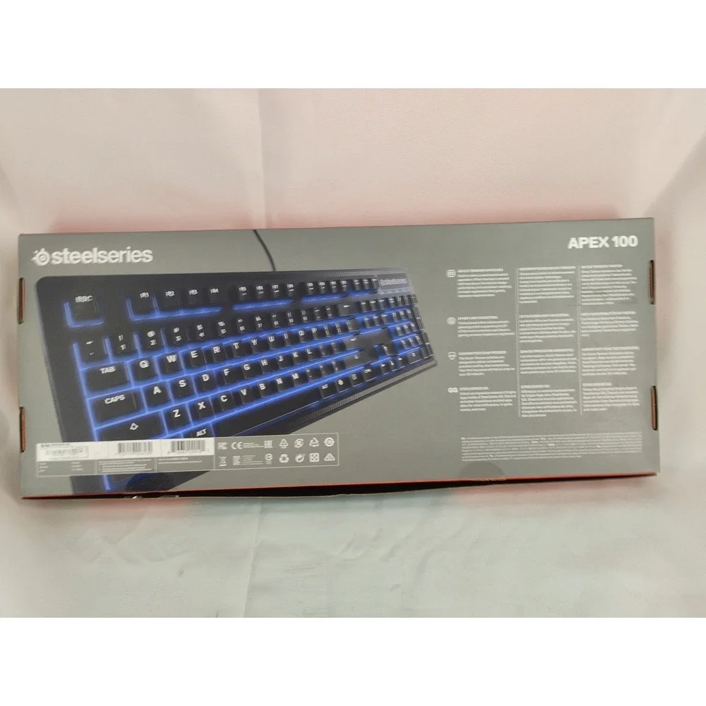SteelSeries Apex 100 Keyboard Vibrant Blue Illuminated Backlighting LED New Open